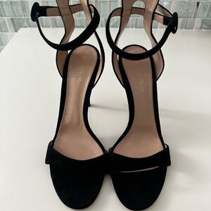 GIANVITO Rossi Portofino Black Suede Sandals. 3 inch heel